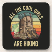 Alle coolen Mädchen wandern Retro Getränkeuntersetzer (Vorderseite)