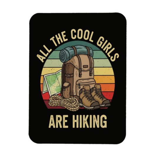Alle coolen Mädchen wandern Retro Magnet (Vertikal)