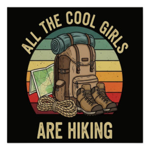 Alle coolen Mädchen wandern Retro Poster
