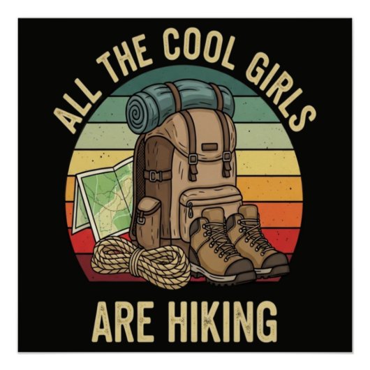 Alle coolen Mädchen wandern Retro Poster (Vorderseite)