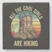 Alle coolen Mädchen wandern Retro Steinuntersetzer (Vorderseite)