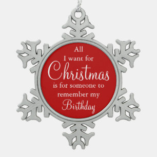 Alle, die ich für Weihnachtsgeburtstags-Verzierung Schneeflocken Zinn-Ornament