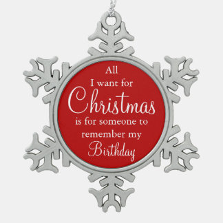 Alle, die ich für Weihnachtsgeburtstags-Verzierung Schneeflocken Zinn-Ornament