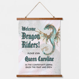 Alle Drachenreiter zum Geburtstag rufen Wandteppich Mit Holzrahmen