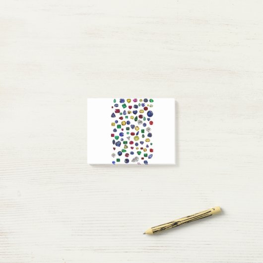 Alle Edelsteine farbig Post-it Klebezettel (Auf Schreibtisch)