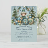 Alle Elfen Snowflakes Hail Weihnachtsfeiertag Part Einladung (Stehend Vorderseite)