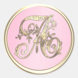 Alle ersten Gold Monogram Pink Runder Aufkleber