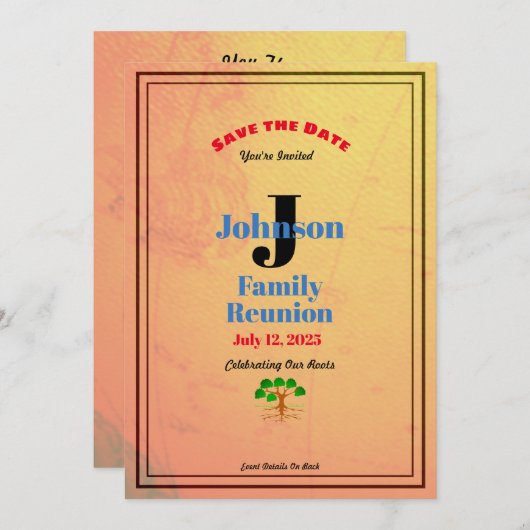 Alle Familiennamen Old World Map Family Wiedersehe Einladung (Vorne/Hinten)