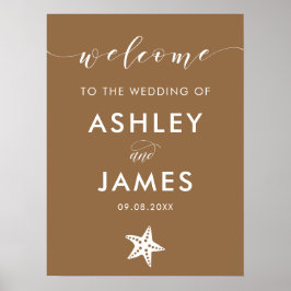 Alle Farbe Starfish Hochzeitszeichen, braun Poster
