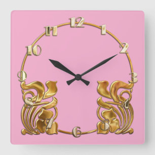 Alle Farben Art Deco Gold Design Quadratische Wanduhr