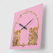 Alle Farben Art Deco Gold Design Quadratische Wanduhr (Winkel)