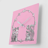 Alle Farben Art Deco Silver Design Quadratische Wanduhr (Winkel)