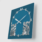 Alle Farben Art Deco Silver Design Quadratische Wanduhr (Winkel)