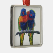 Alle Farben des Regenbogens Lorikeets Silbernes Ornament (Rechts)