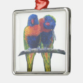 Alle Farben des Regenbogens Lorikeets Silbernes Ornament (Links)