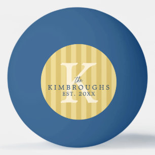 Alle Farben Gelb Blau Gestreift Familienmonogramm Tischtennisball