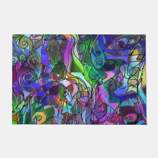 Alle Farben mit Wirbel und Linien Fußmatte (Vorderseite)