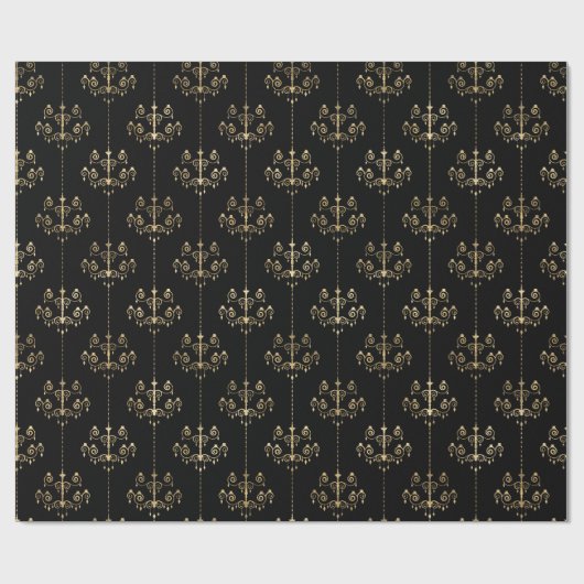 Alle Farben und Gold Kronleuchter Overlay Geschenkpapier (Flach)