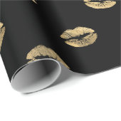 Alle Farben und Gold Lips Muster Overlay Geschenkpapier (Rolleneckpunkt)