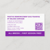 Alle farbigen Greyhound Dog Trainer Visitenkarte (Rückseite)