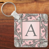 Alle Farbsilber-Lattice-Monogramme Schlüsselanhänger (Vorderseite)