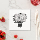 Alle Farbstoffe* Schwarz-Weiß-Rose-Bouquet Serviette (Beispiel)