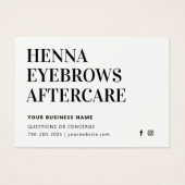 Alle Farbton Henna Brows Aftercare Card Ratschläge (Vorderseite)