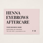 Alle Farbton Henna Brows Aftercare Card Ratschläge (Vorderseite)