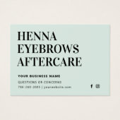Alle Farbton Henna Brows Aftercare Card Ratschläge (Vorderseite)