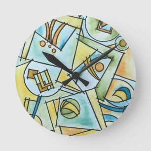 Alle Formen und Größen - Handbemalte moderne Geome Runde Wanduhr