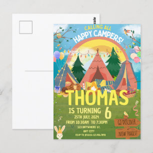 Alle fröhlichen Camper aufgerufen Camping Postkarte
