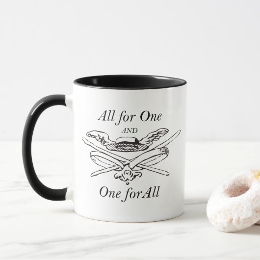 Alle für eins und eins für alle - die drei Musketi Tasse (Mit Donut)