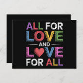 Alle für Liebe und Liebe für alle dreimonatigen LG Postkarte (Vorne/Hinten)