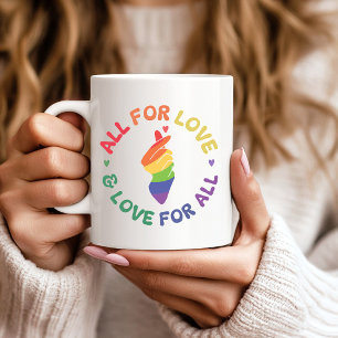 Alle für Liebe und Liebe für alle Regenbogen Kaffeetasse
