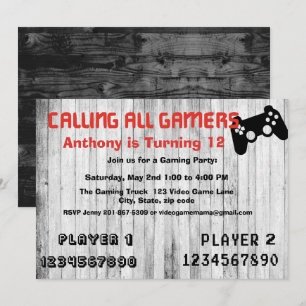 Alle Gamer als Geburtstagsparty eines Videospiels Einladung