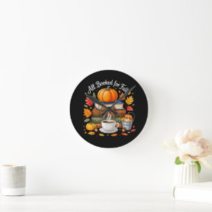 Alle gebucht für Herbstbücher Kaffee Cozy Herbst Runde Wanduhr