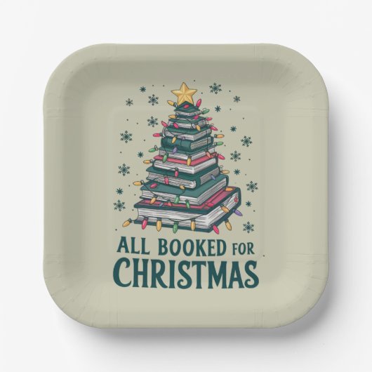 Alle gebucht für Weihnachten Geschenk für Libraria Pappteller (Vorderseite)
