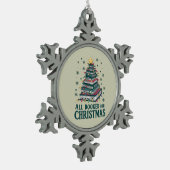 Alle gebucht für Weihnachten Geschenk für Libraria Schneeflocken Zinn-Ornament (Links)