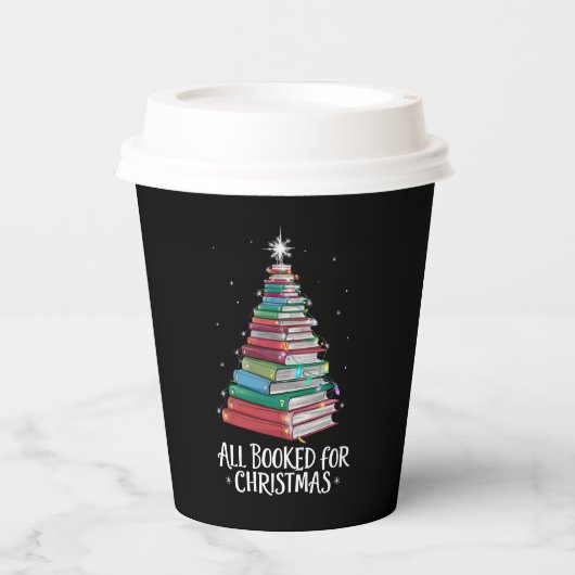 Alle gebucht für Weihnachten Librarian Xma Buchlie Pappbecher (Vorderseite)