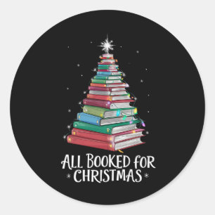Alle gebucht für Weihnachten Librarian Xma Buchlie Runder Aufkleber