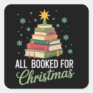 Alle gebucht für Weihnachtsbaum-Bücher Lehrer Weih Quadratischer Aufkleber