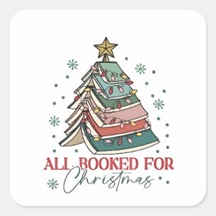 Alle gebucht für Weihnachtsbuch Weihnachten Weihna Quadratischer Aufkleber