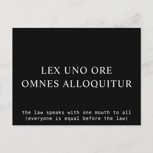 Alle gleich vor dem lateinischen Gesetz Zitat Postkarte (Vorderseite)