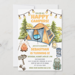 Alle glücklichen Camper zum Geburtstag Einladung