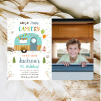 Alle glücklichen Campers Camping Boy Birthday Inv