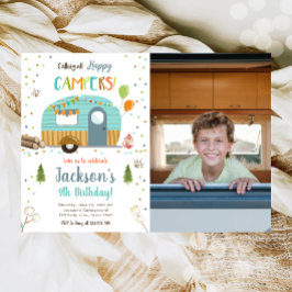 Alle glücklichen Campers Camping Boy Birthday Inv Einladung