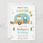 Alle glücklichen Campers Camping Boy zum Geburtsta Einladung (Vorderseite)