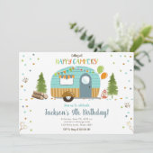 Alle glücklichen Campers Camping Boy zum Geburtsta Einladung (Stehend Vorderseite)