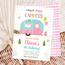 Alle glücklichen Campers Camping Girl Birthday ruf Einladung