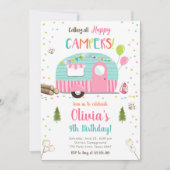 Alle glücklichen Campers Camping Girl Birthday ruf Einladung (Vorderseite)